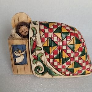 Colorful Jim Shore Carved Sleeping Baby Figurine